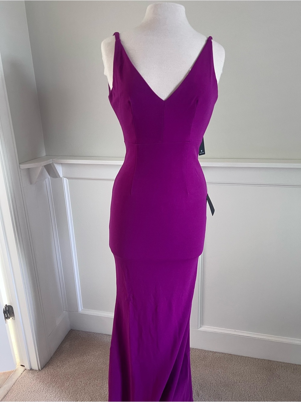 Lulu's Magenta V-Neck Maxi Dress